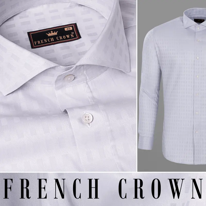 Bon Jour Grey Dobby Textured Premium Giza Cotton Shirt 10