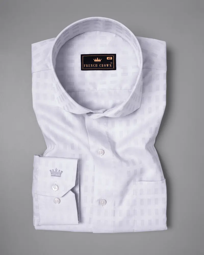Bon Jour Grey Dobby Textured Premium Giza Cotton Shirt 3