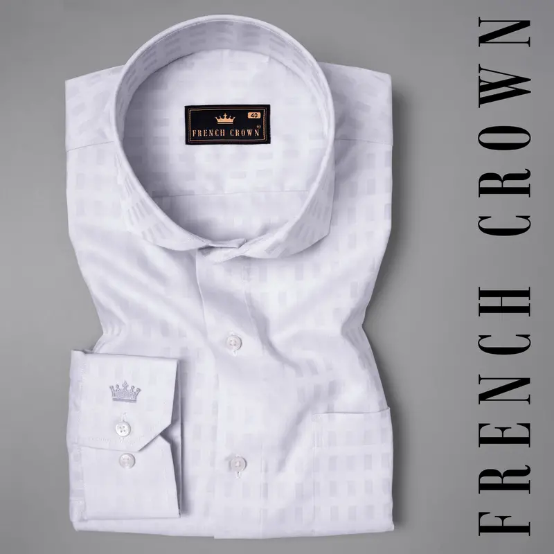 Bon Jour Grey Dobby Textured Premium Giza Cotton Shirt 7