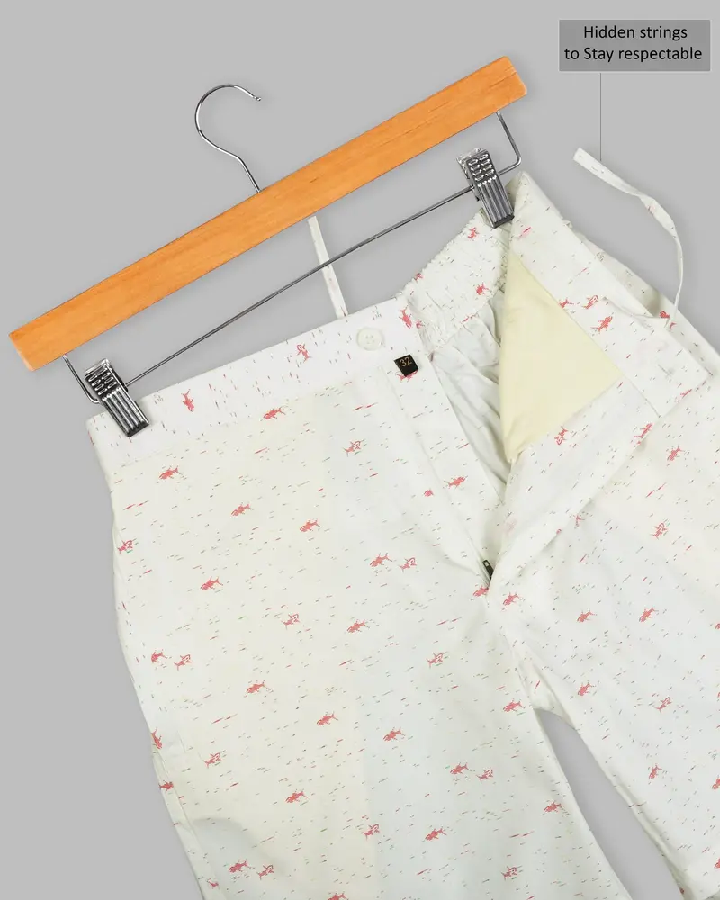 Bon Jour Off White Fish Printed Premium Cotton Shorts 5