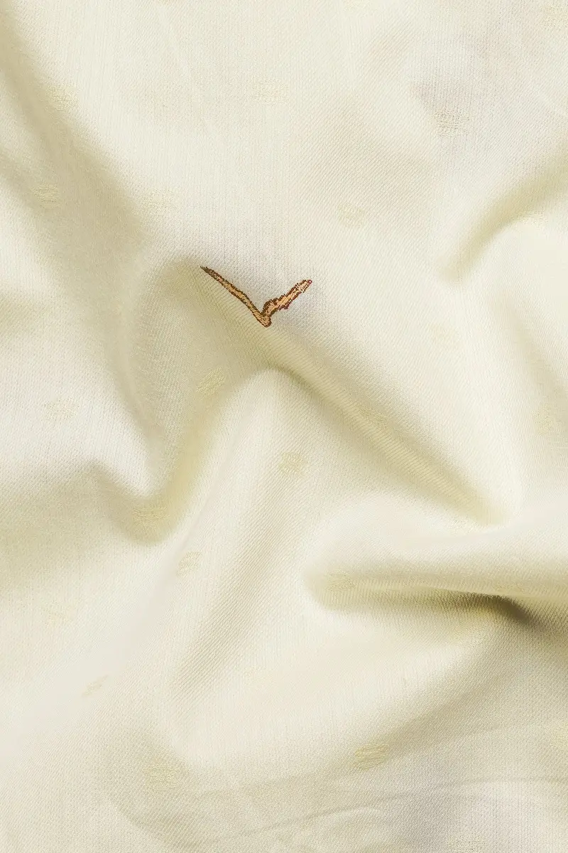 Bone Beige Birds Printed Jacquard Textured Premium Giza Cotton Shirt 2