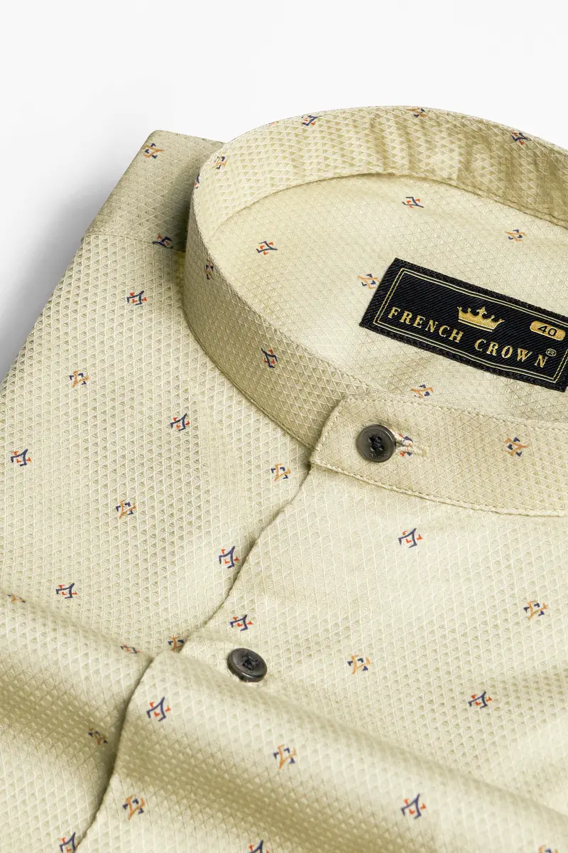 Bone Brown Dobby Textured Premium Giza Cotton Shirt 1