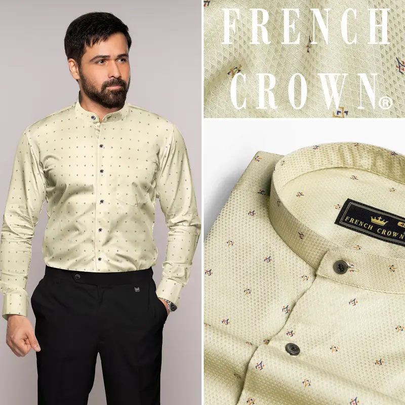 Bone Brown Dobby Textured Premium Giza Cotton Shirt 10