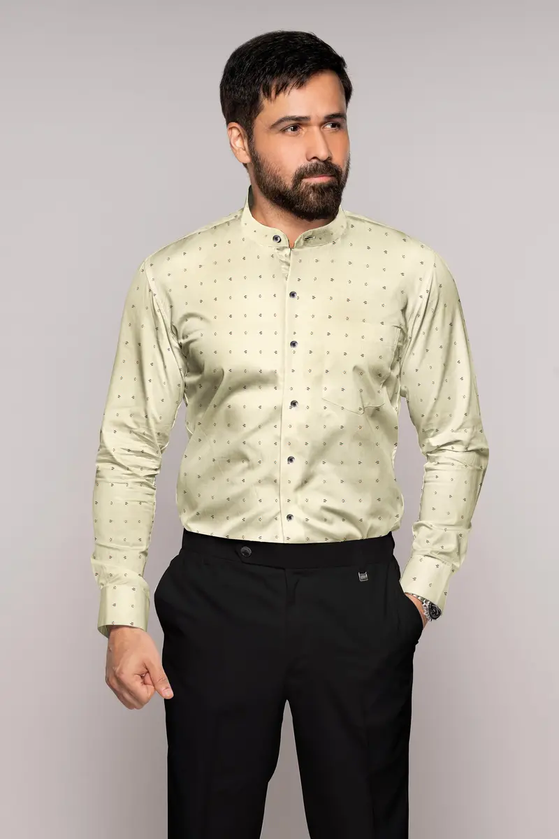 Bone Brown Dobby Textured Premium Giza Cotton Shirt 3
