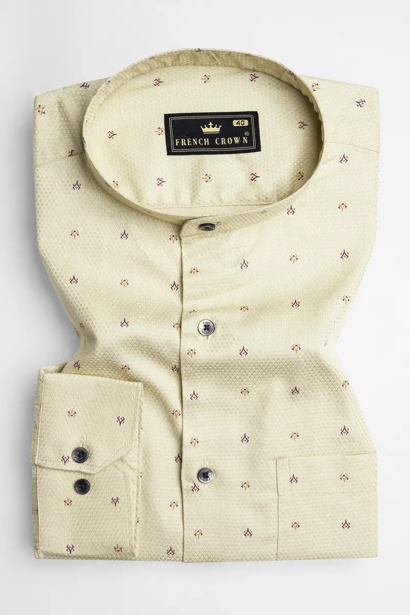 Bone Brown Dobby Textured Premium Giza Cotton Shirt 4
