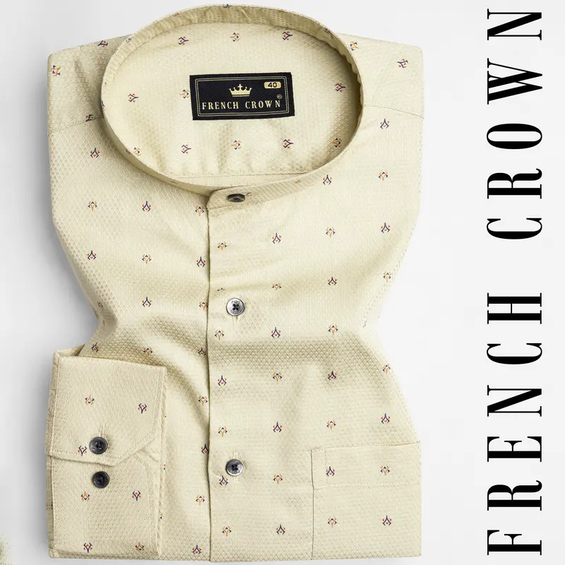 Bone Brown Dobby Textured Premium Giza Cotton Shirt 5