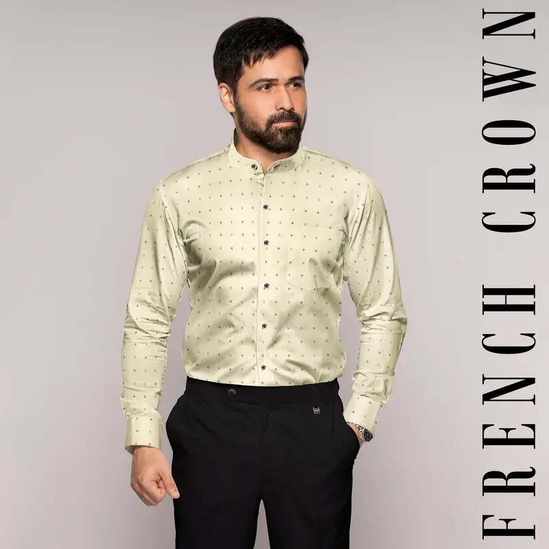 Bone Brown Dobby Textured Premium Giza Cotton Shirt 7