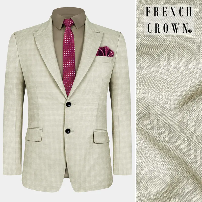 Bone Cream Subtle Plaid Woolrich Blazer 1