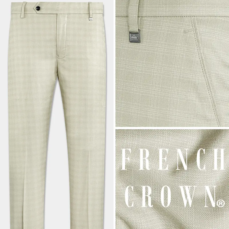 Bone Cream Subtle Plaid Woolrich Pant 1