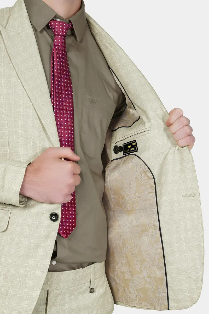 Bone Cream Subtle Plaid Woolrich Suit 5