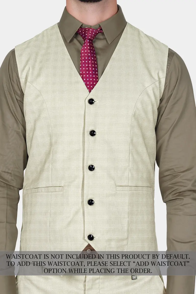 Bone Cream Subtle Plaid Woolrich Suit 9