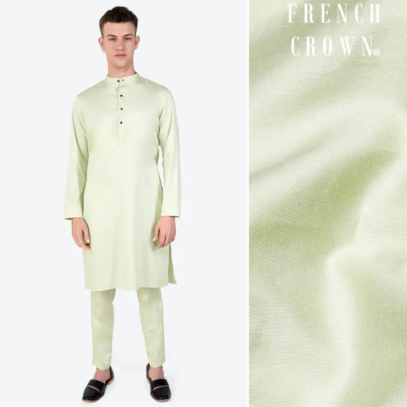 Bone Green Subtle Sheen Super Soft Premium Cotton Kurta Set 1