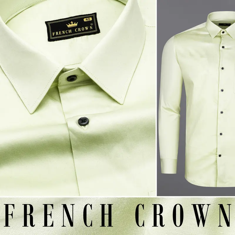 Bone Green Subtle Sheen Super Soft Premium Cotton Shirt 10