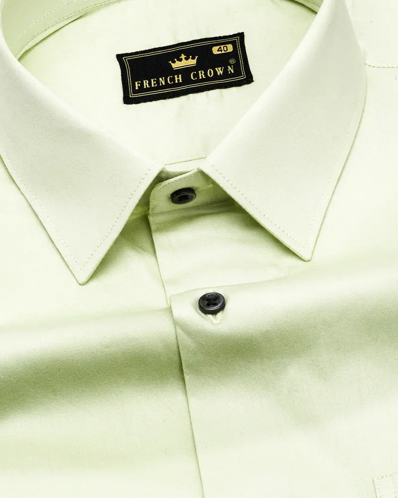 Bone Green Subtle Sheen Super Soft Premium Cotton Shirt 4