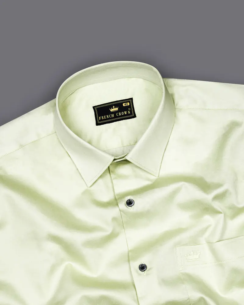 Bone Green Subtle Sheen Super Soft Premium Cotton Shirt 5