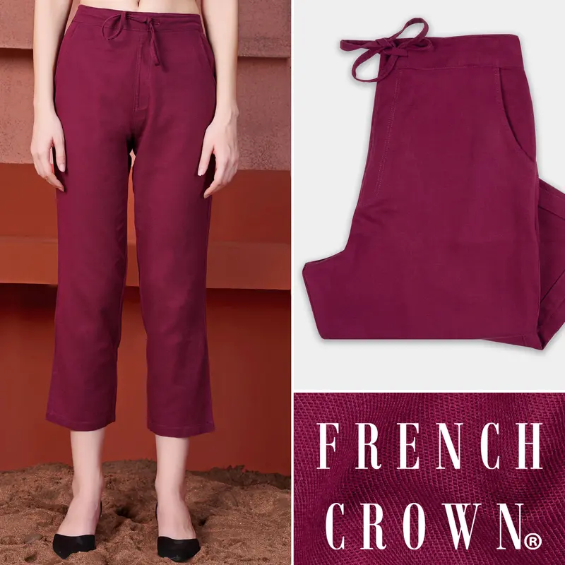 Bordeaux Maroon Ankle Length Premium Cotton Palazzo 1