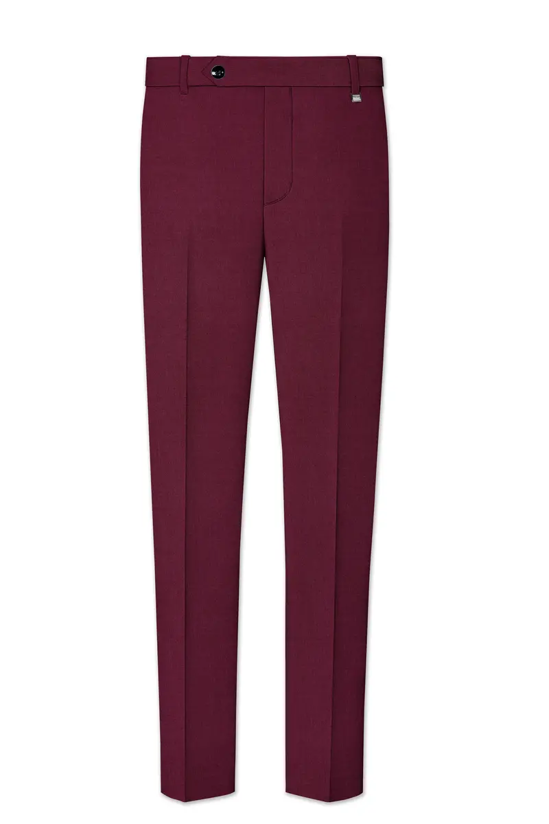 Bordeaux Maroon Cross Placket Wool Rich Bandhgala Suit 12
