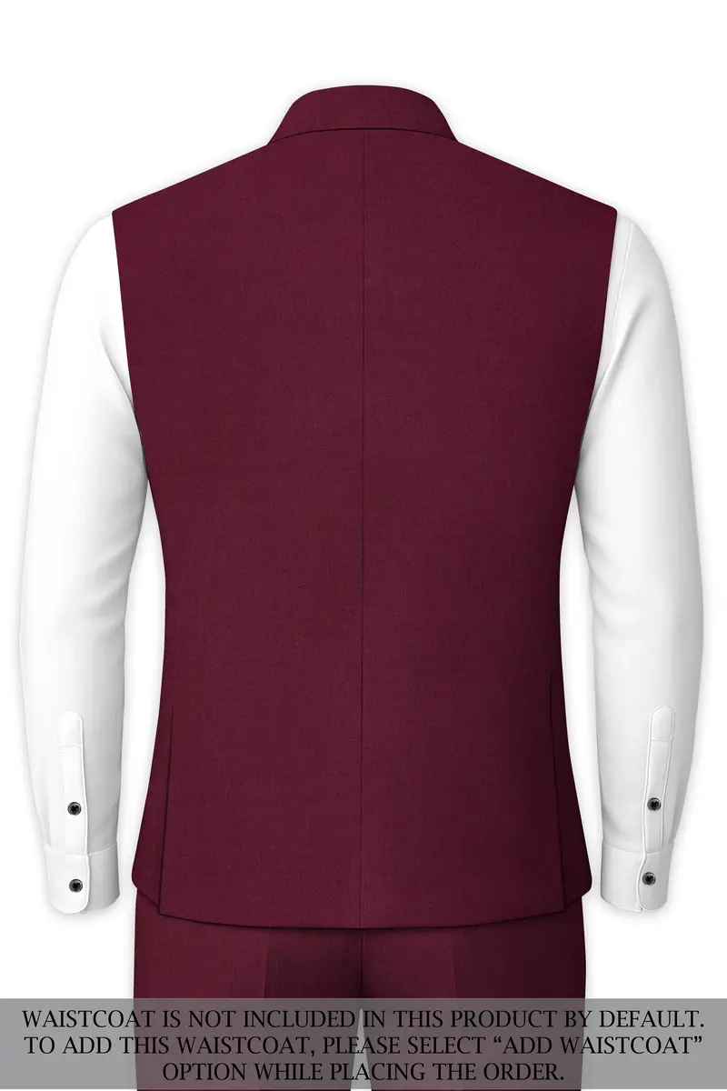 Bordeaux Maroon Cross Placket Wool Rich Bandhgala Suit 15