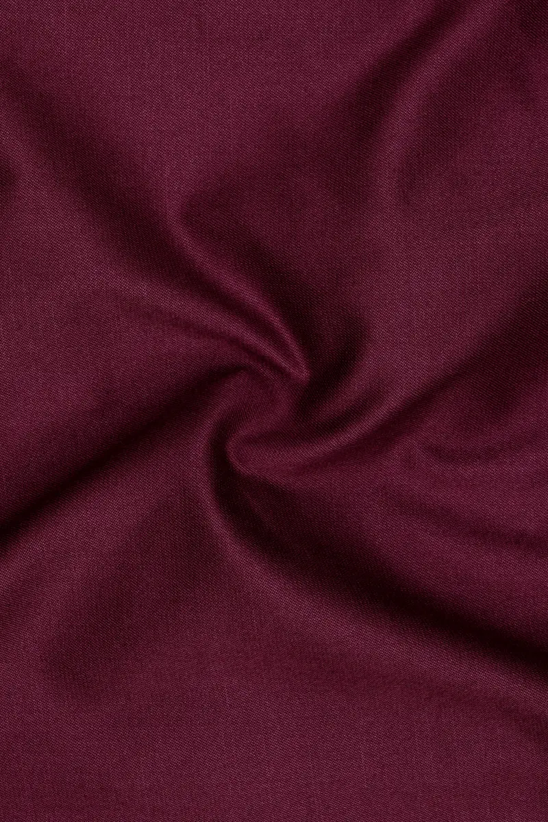 Bordeaux Maroon Cross Placket Wool Rich Bandhgala Suit 3