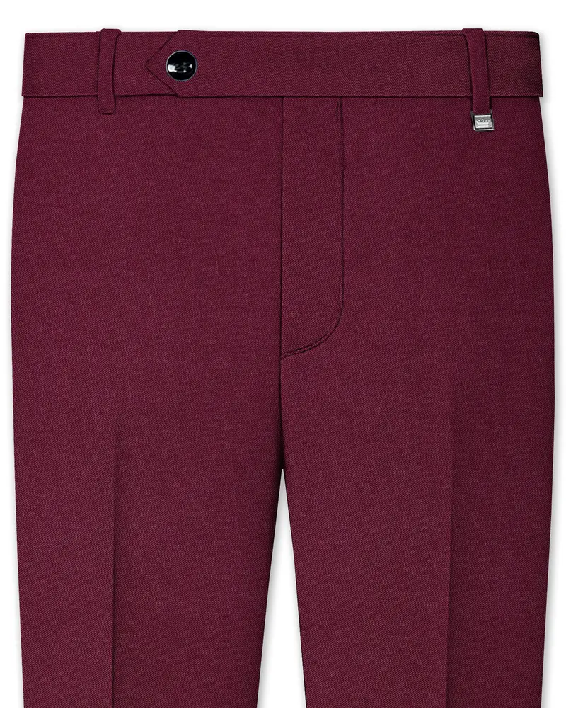 Bordeaux Maroon Wool Rich Pant 1