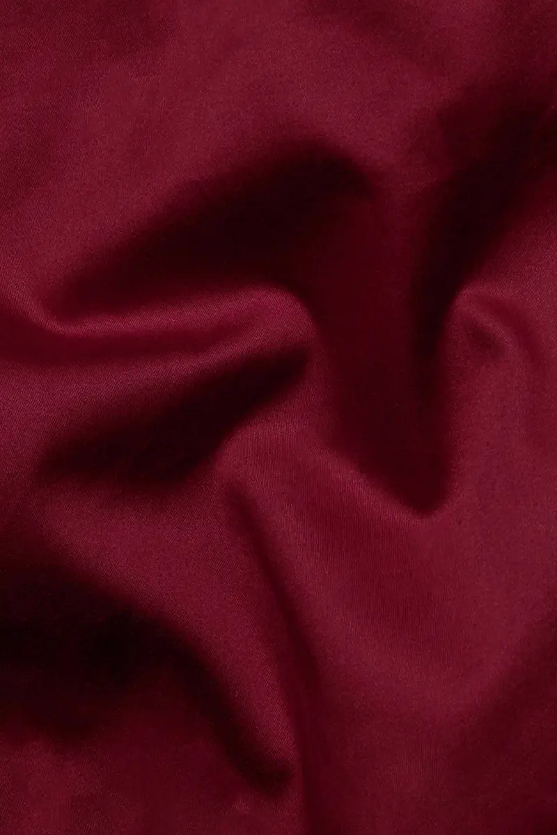 Bordeaux Red Subtle Sheen Super Soft Premium Cotton Mandarin Shirt 2