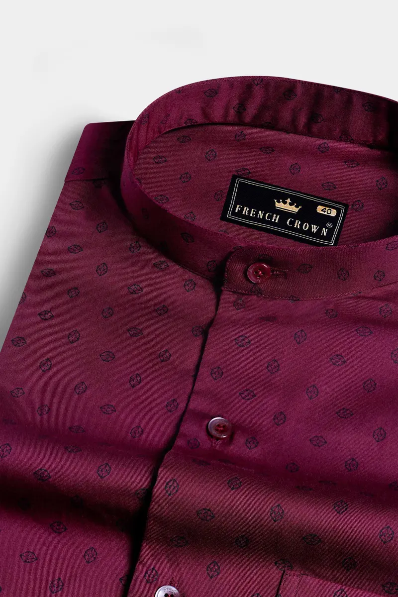 Bordeaux Wine Printed Royal Oxford Shirt 1