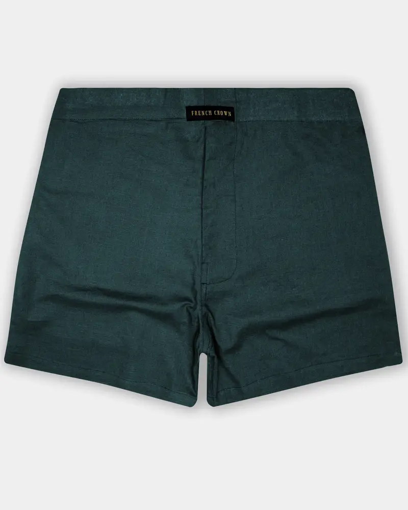 Botanic Bliss-Everglade Green Solid Luxurious Linen Boxer 1