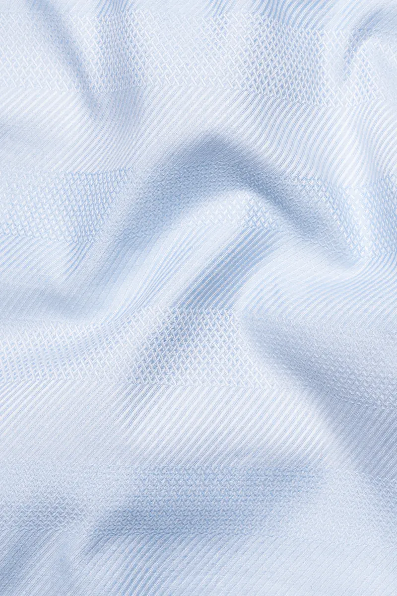 Botticelli Blue And White Jacquard Textured Premium Giza Cotton Shirt 3