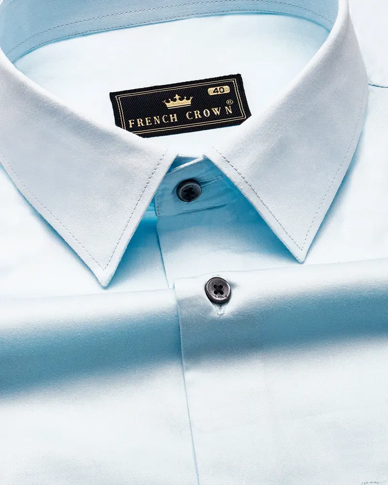 Botticelli Blue Subtle Sheen Super Soft Premium Cotton Shirt 1