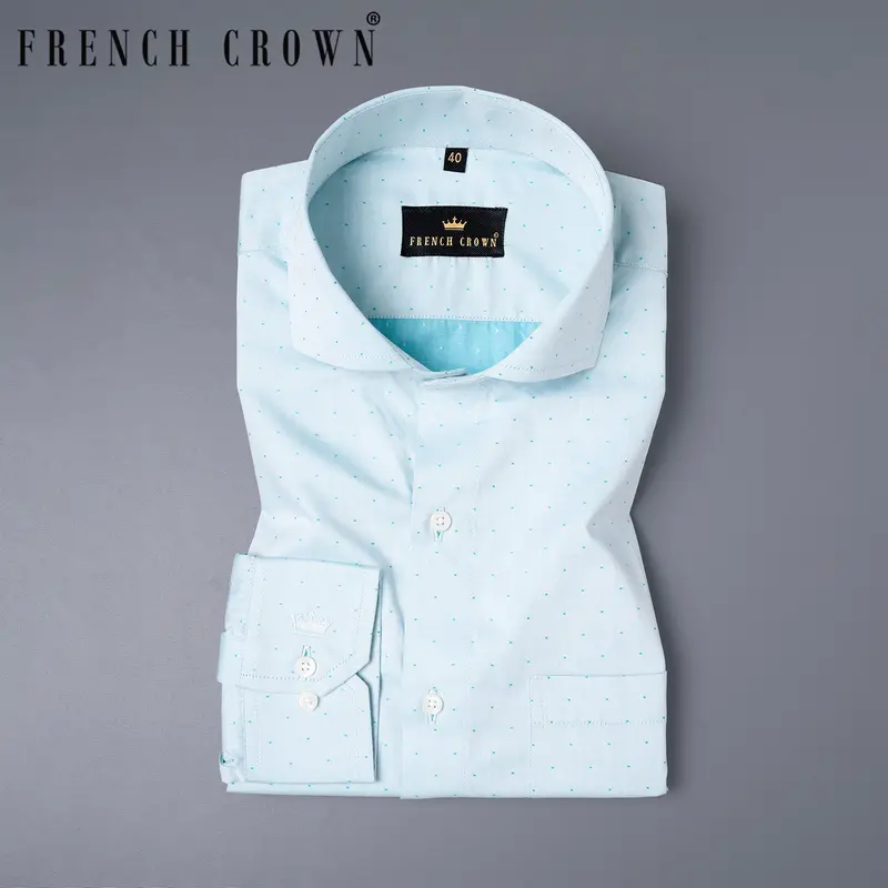 Botticelli Light Blue Dobby Textured Premium Giza Cotton Shirt 7