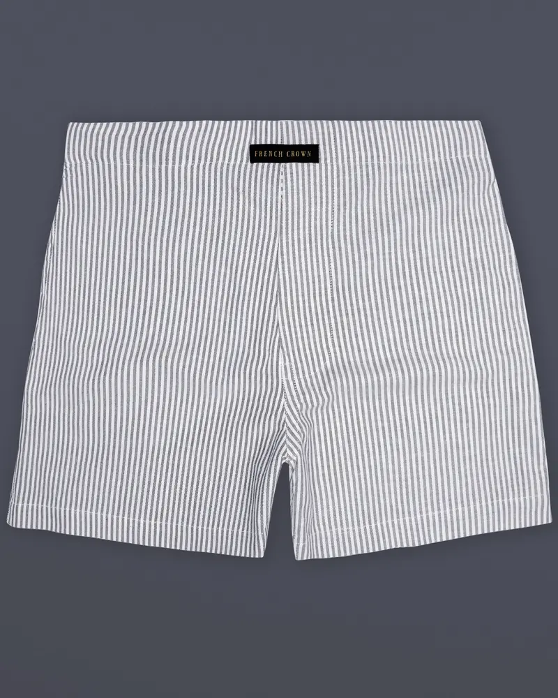 Boulder Gray And Bright White Stripes Oxford Premium Cotton Boxer 1
