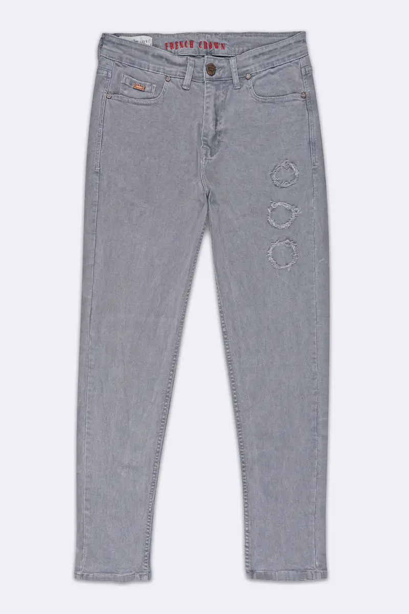 Boulder Gray Rinse Wash Mildly Distressed Stretchable Denim 2
