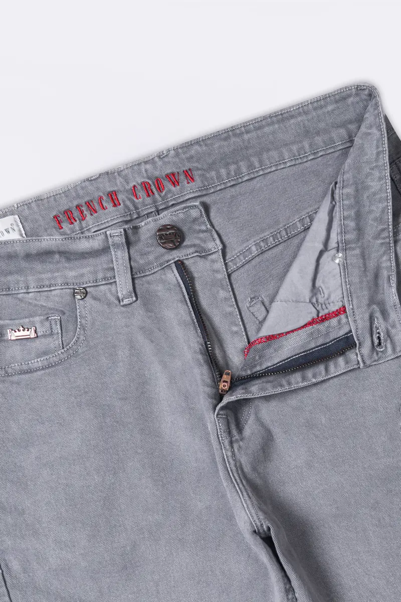 Boulder Gray Rinse Wash Mildly Distressed Stretchable Denim 4