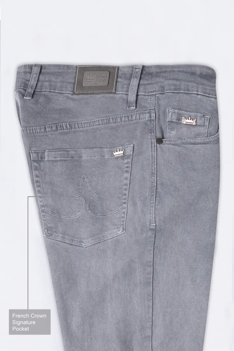 Boulder Gray Rinse Wash Mildly Distressed Stretchable Denim 7
