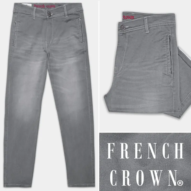 Boulder Gray Whiskering Wash Stretchable Denim 1