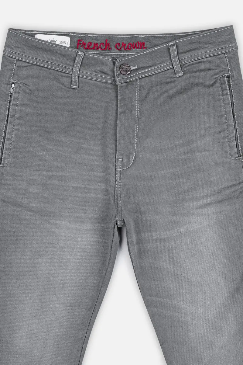 Boulder Gray Whiskering Wash Stretchable Denim 4