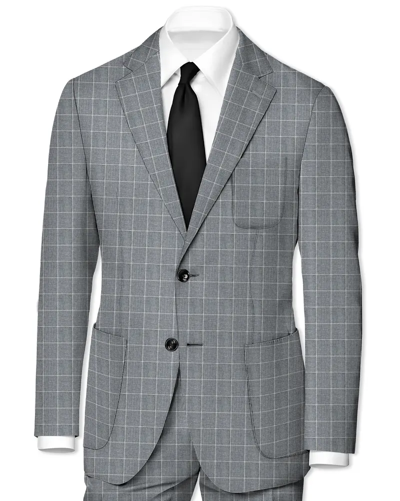 Boulder Gray Windowpane Wool Rich Sports Blazer 1