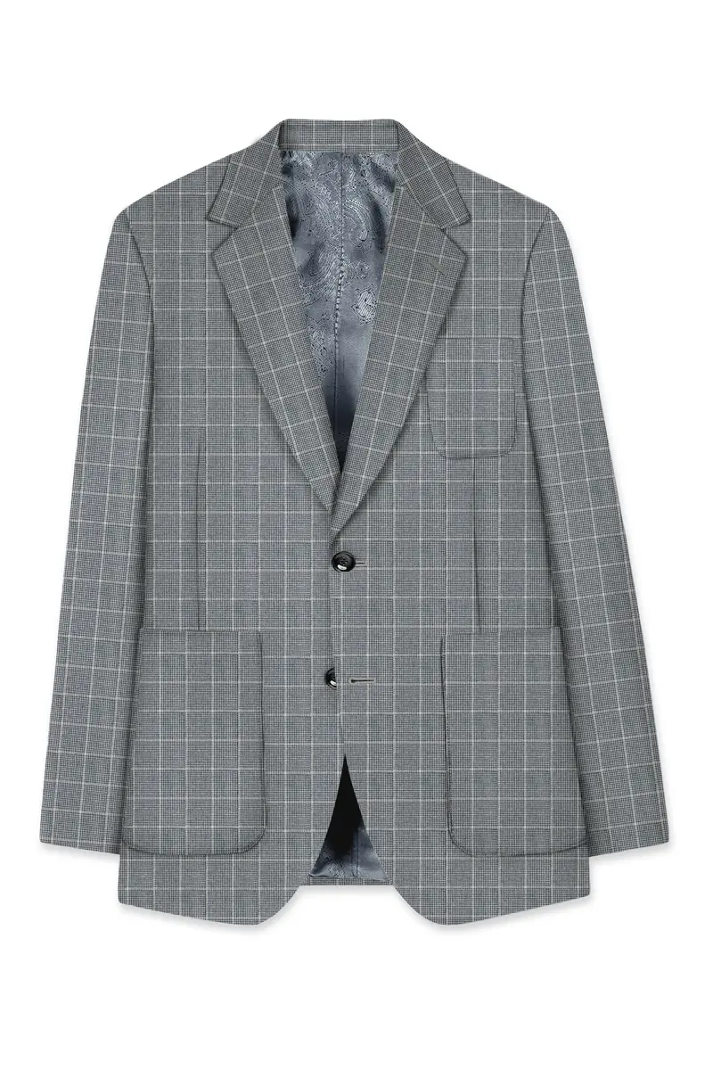 Boulder Gray Windowpane Wool Rich Sports Blazer 7