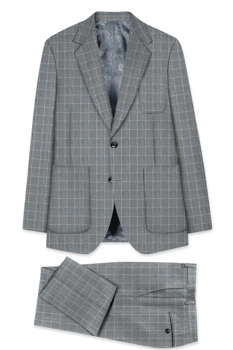 Boulder Gray Windowpane Wool Rich Sports Suit 9