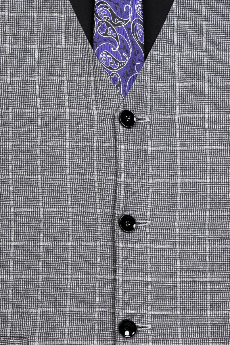 Boulder Gray Windowpane Wool Rich Waistcoat 5