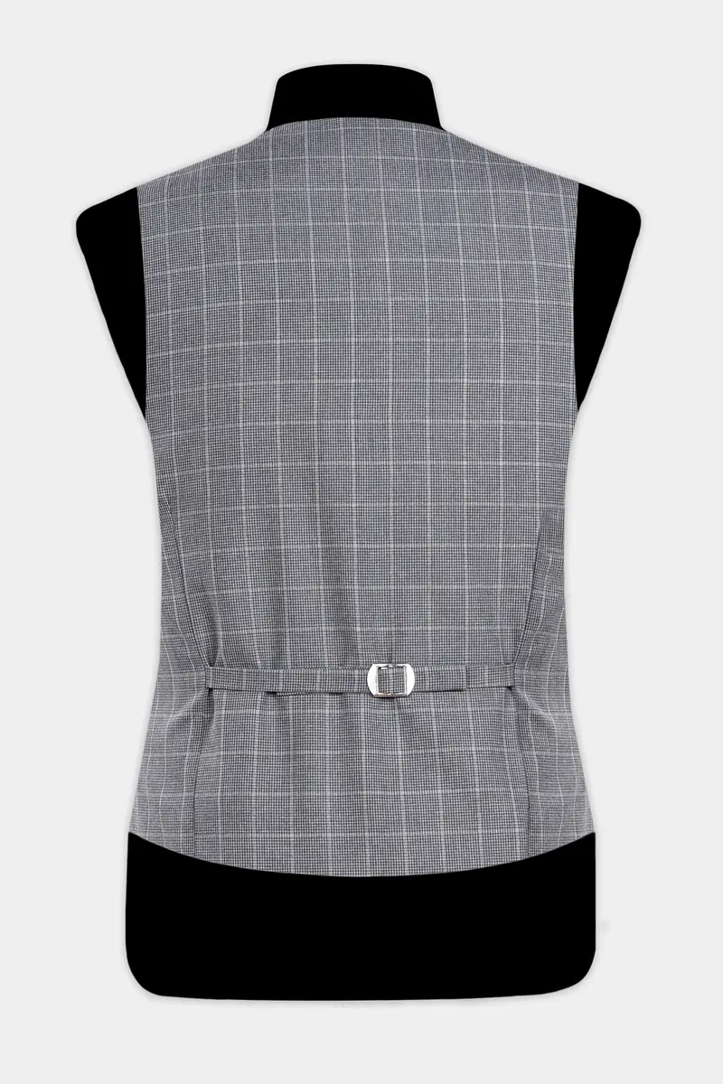 Boulder Gray Windowpane Wool Rich Waistcoat 6