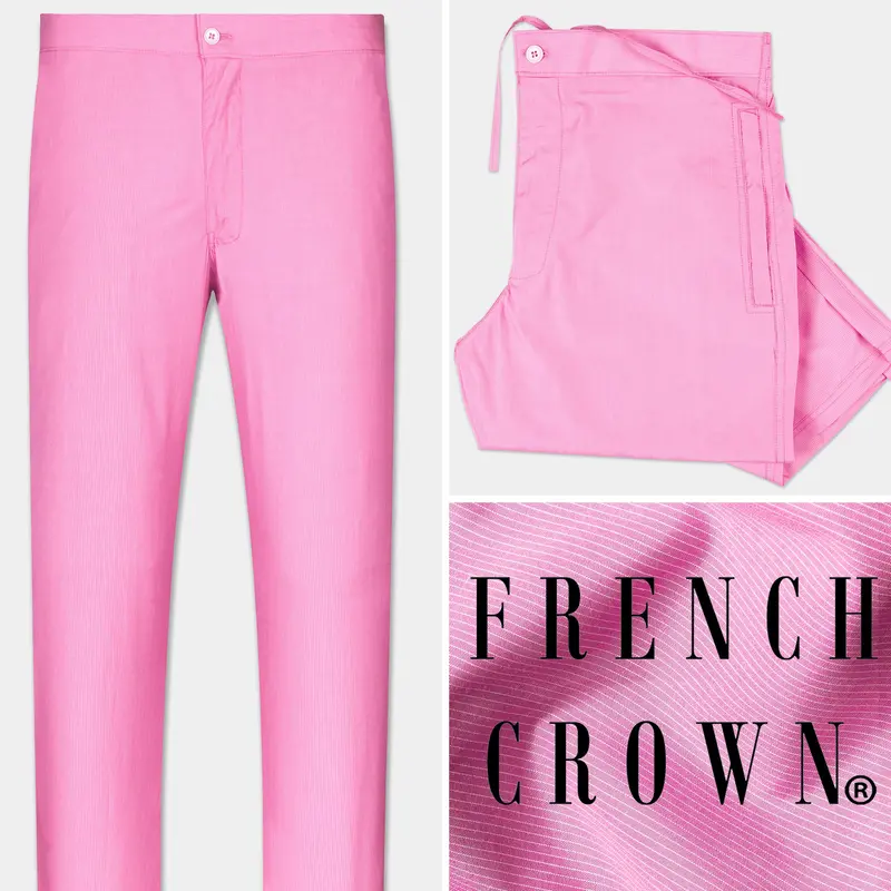Bouquet Pink Pin Striped Poplin Giza Cotton Lounge Pant 1