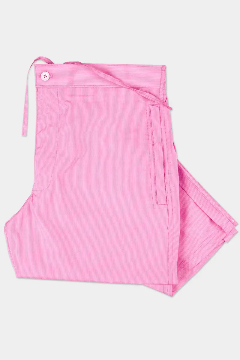 Bouquet Pink Pin Striped Poplin Giza Cotton Lounge Pant 4