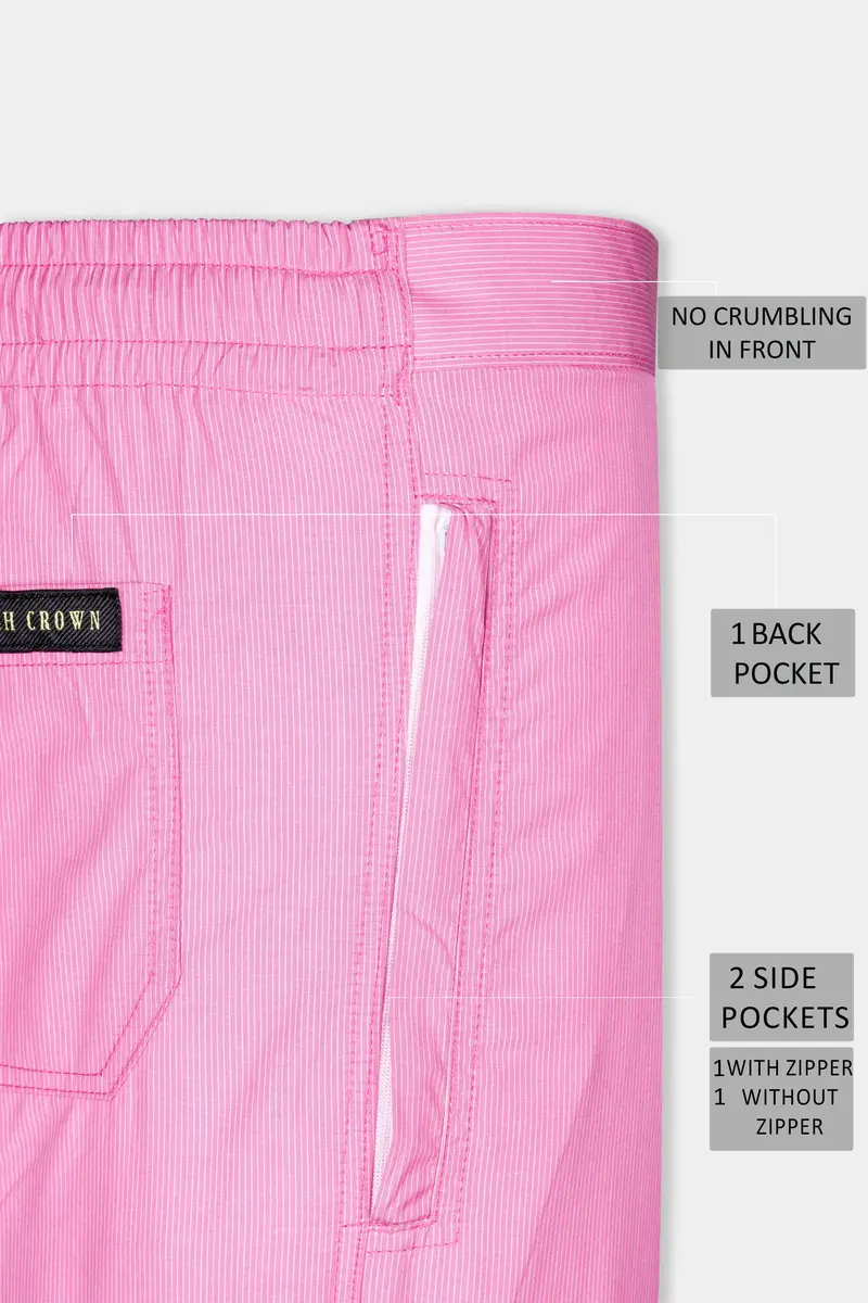 Bouquet Pink Pin Striped Poplin Giza Cotton Lounge Pant 7