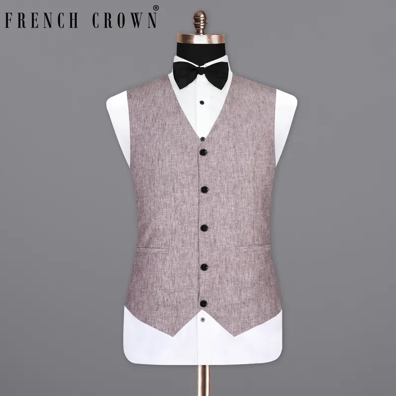 Bouquet Purple Luxurious Linen Waistcoat 1