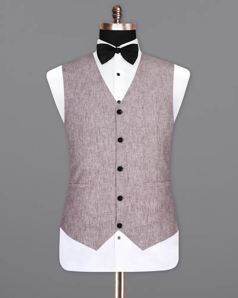 Bouquet Purple Luxurious Linen Waistcoat 2