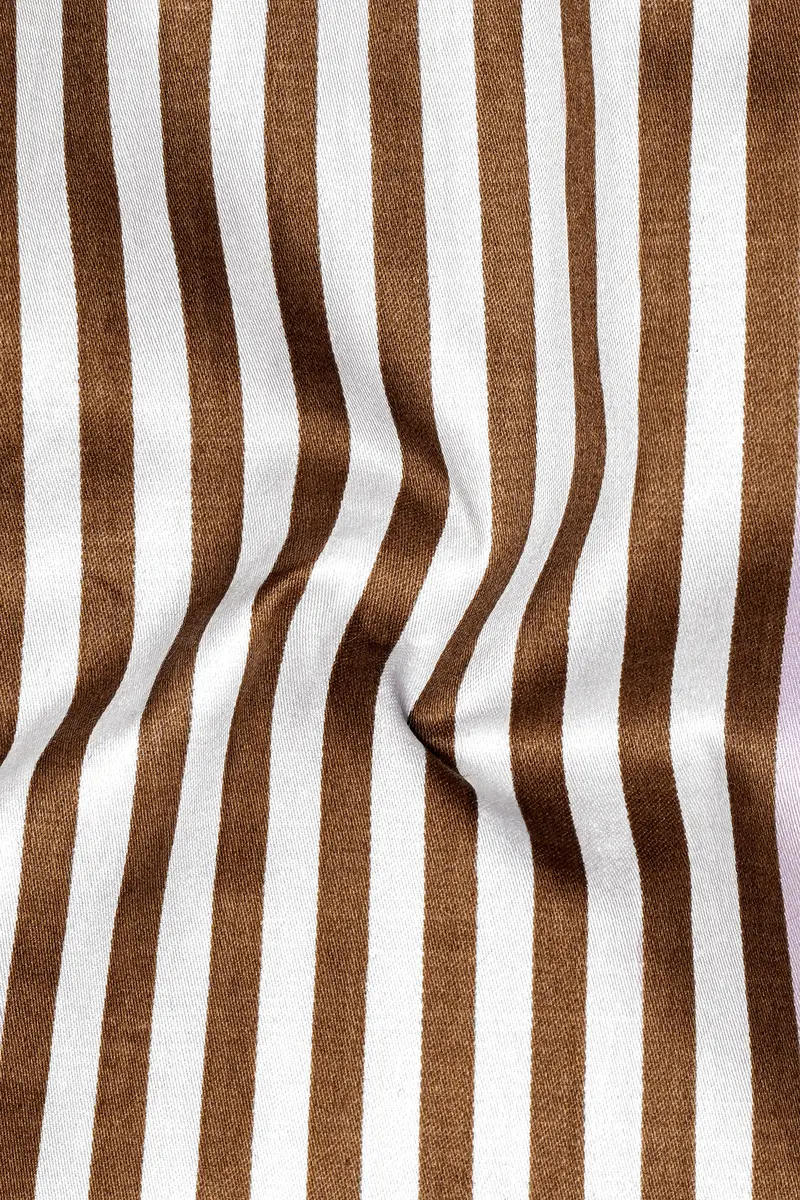 Bralisse-Tawny Brown And Bright White Striped Subtle Sheen Super Soft Premium Cotton Dress Shirt 3