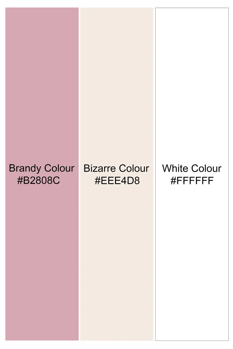 Brandy Pink With Bizarre Cream And White Striped Jacquard Textured Premium Giza Cotton Shirt 7