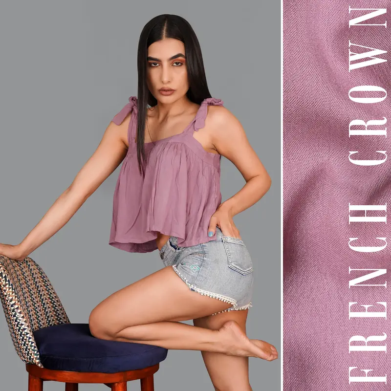 Brandy Rose Pink Viscose Crop Top 1