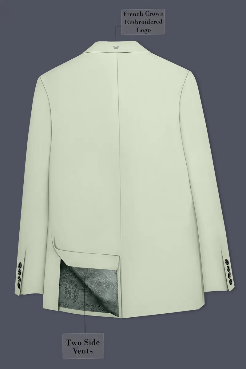 Breeze-Mint Green Slight Stretch Subtle Sheen Poly-Viscose Double Breasted Blazer 8
